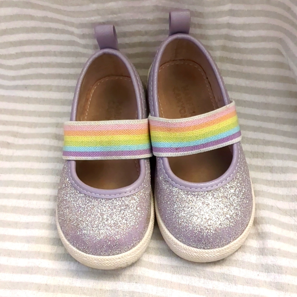 6T toddler Harper Canyon purple sparkly rainbow slip ons